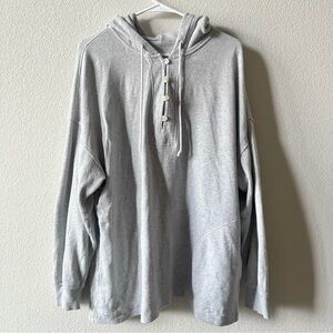 Aerie Gray Oversized Boho Athleisure Comfy Lounge Hooded Sweatshirt M